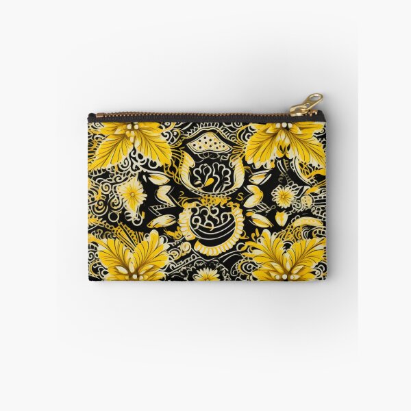 Artikelvorschau, Buntes Fantasiemuster schwarz gelb Ornamente Spitzenmuster entworfen und verkauft von G-M-Designs.