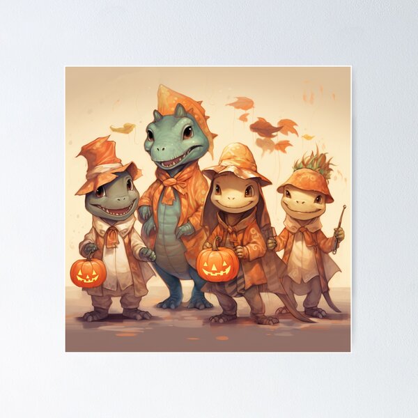 Item preview, Cute Dinosaur Trick-or-Treaters designed and sold by yourfavdraw.