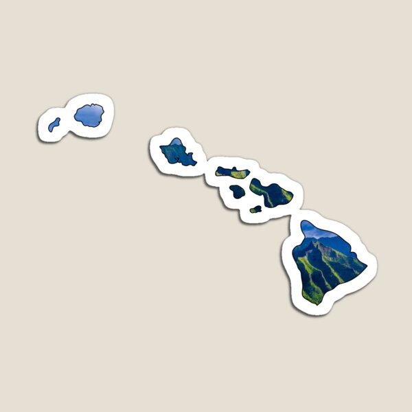 Hawaii Big Mountain Islands Map Magnet