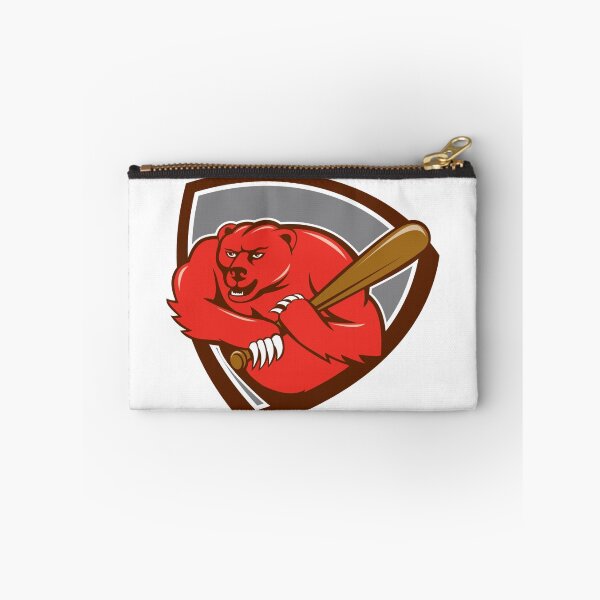 Item preview, Grizzly Bear Baseball Player Batting Shield Cartoon designed and sold by patrimonio.