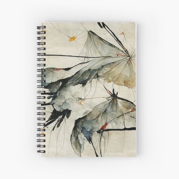 Ink Sketched Wings Spiral Notebook