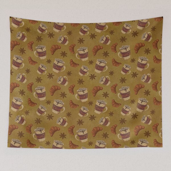 Item preview, Warm coffee and croissant pattern designed and sold by Yuliya Papova.