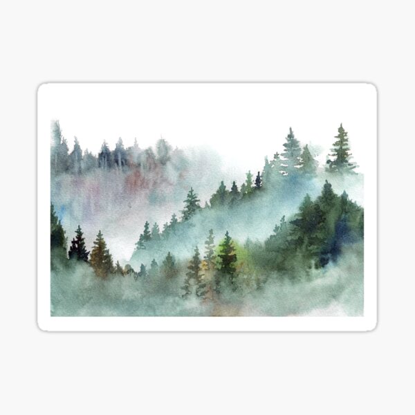 Item preview, Misty Pines Watercolor Forest designed and sold by Tara Neal.