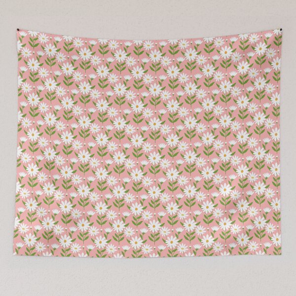 Item preview, White daisies on pink designed and sold by PrettywithColor.