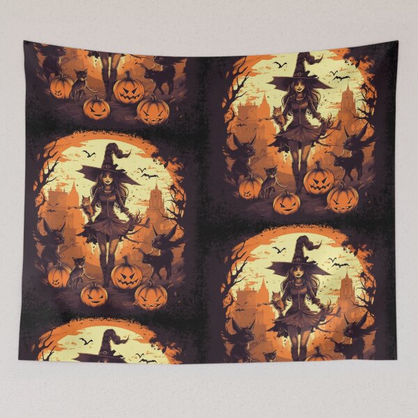 Item preview, witches, happy halloween, witchees happy halloween, pumpkins designed and sold by PRYMULLART.