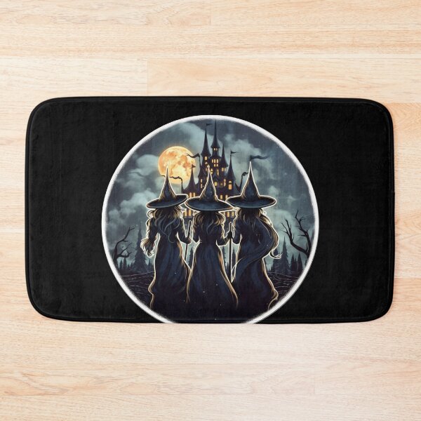 Item preview,  Three witches, happy halloween, three witches standing backwards, pumpkins designed and sold by PRYMULLART.