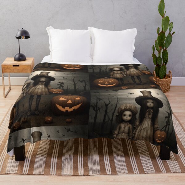 Item preview, witches, happy halloween, three witches standing backwards, pumpkins designed and sold by PRYMULLART.