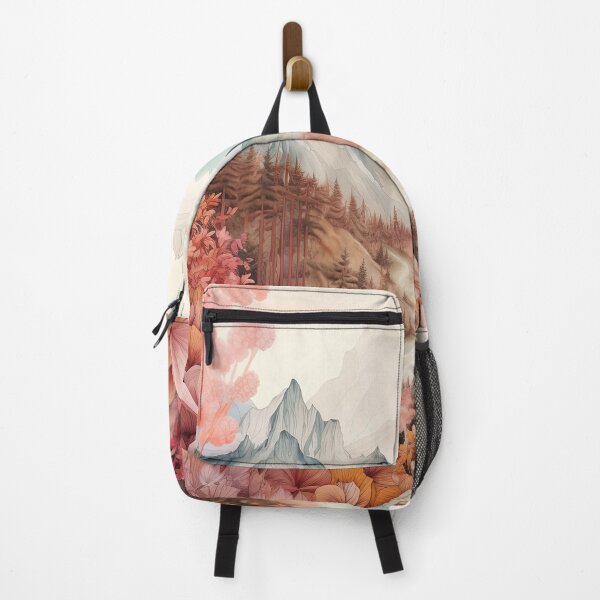 Item preview, Dreamy Lush Pastel Pinks Flowers and Mountains Art designed and sold by PaperScaped.