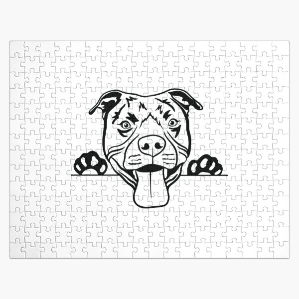 Pitbull, Black and White, Life is Better (19x27 inches, Premium 500 Piece Jigsaw  Puzzle for Adults and Family, Made in USA) 