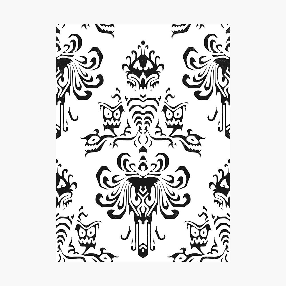 Haunted Mansion Wallpaper Black And White Poster By Fandomtrading Redbubble