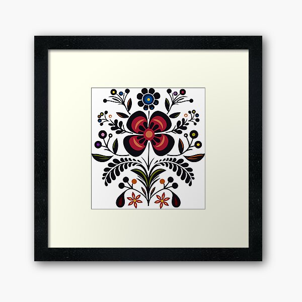 Ojibwe Floral Pattern, Anishinaabe Flowers. Framed Art Print