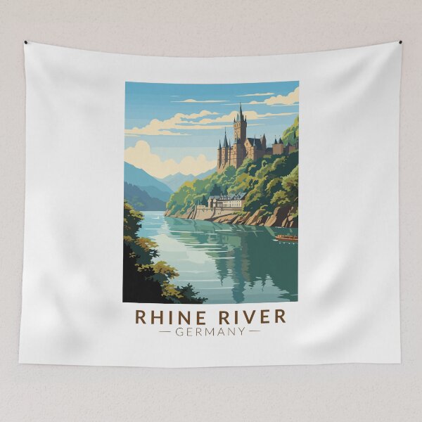 Item preview, Rhine River Germany Section Travel Art Vintage designed and sold by KrisSidDesigns.