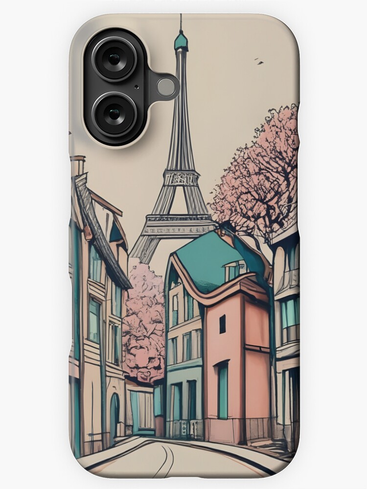 Thumbnail 1 of 4, iPhone Case, Old Traditional French house Chateaux Homes, minimalistic ink drawing designed and sold by Patricks-Art.