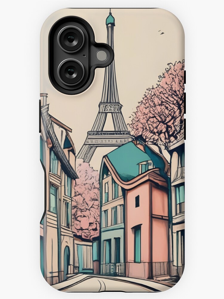 Thumbnail 1 of 4, iPhone Case, Old Traditional French house Chateaux Homes, minimalistic ink drawing designed and sold by Patricks-Art.