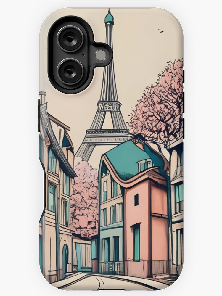 Thumbnail 1 of 4, iPhone Case, Old Traditional French house Chateaux Homes, minimalistic ink drawing designed and sold by Patricks-Art.