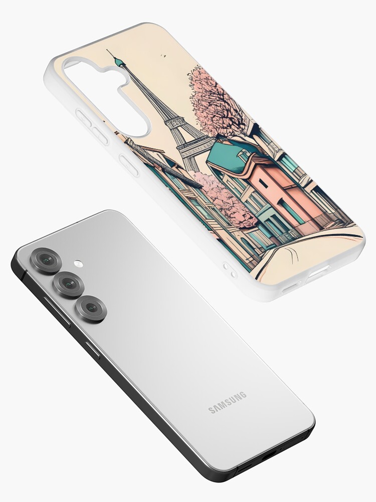 Thumbnail 2 of 4, Samsung Galaxy Phone Case, Old Traditional French house Chateaux Homes, minimalistic ink drawing designed and sold by Patricks-Art.