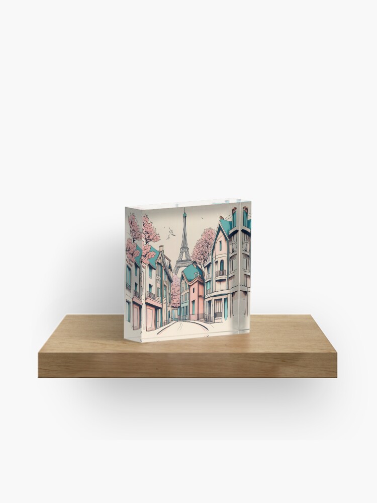 Thumbnail 1 of 5, Acrylic Block, Old Traditional French house Chateaux Homes, minimalistic ink drawing designed and sold by Patricks-Art.