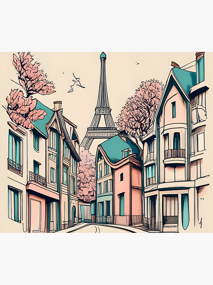 Thumbnail 5 of 5, Mouse Pad, Old Traditional French house Chateaux Homes, minimalistic ink drawing designed and sold by Patricks-Art.
