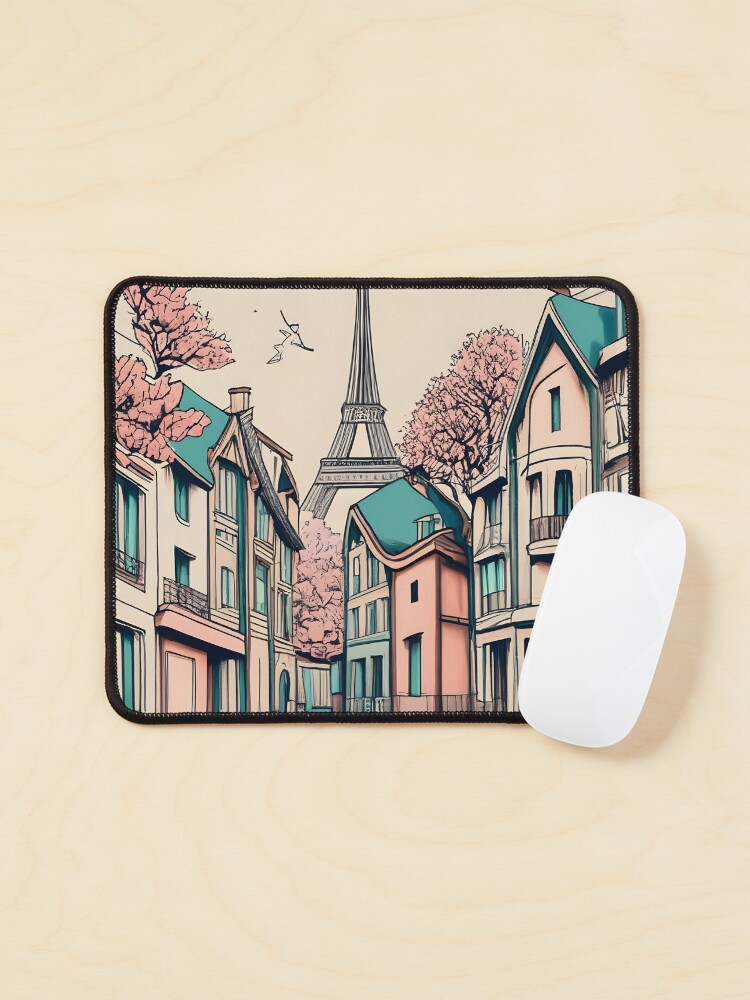 Thumbnail 1 of 5, Mouse Pad, Old Traditional French house Chateaux Homes, minimalistic ink drawing designed and sold by Patricks-Art.