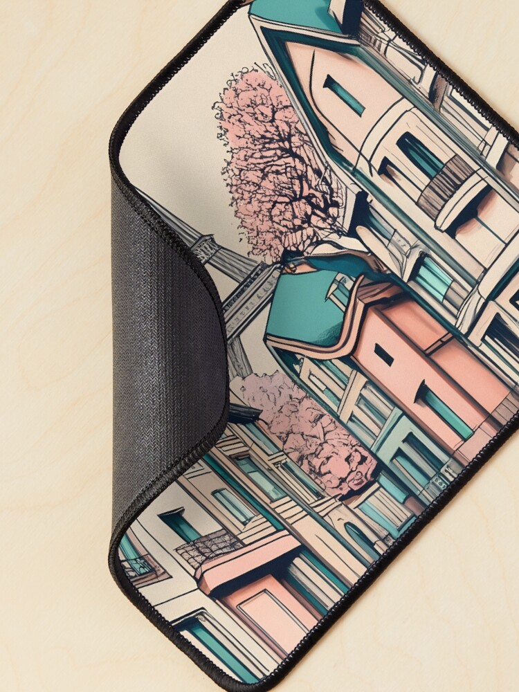 Thumbnail 2 of 5, Mouse Pad, Old Traditional French house Chateaux Homes, minimalistic ink drawing designed and sold by Patricks-Art.