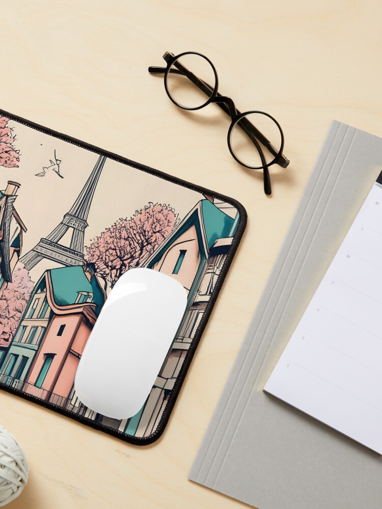 Thumbnail 3 of 5, Mouse Pad, Old Traditional French house Chateaux Homes, minimalistic ink drawing designed and sold by Patricks-Art.