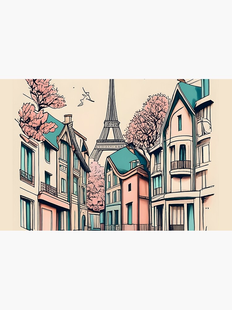 Thumbnail 4 of 4, Zipper Pouch, Old Traditional French house Chateaux Homes, minimalistic ink drawing designed and sold by Patricks-Art.