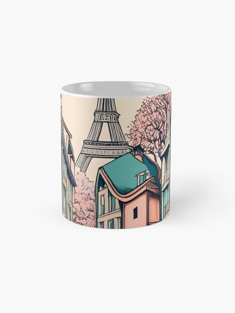 Thumbnail 4 of 6, Coffee Mug, Old Traditional French house Chateaux Homes, minimalistic ink drawing designed and sold by Patricks-Art.