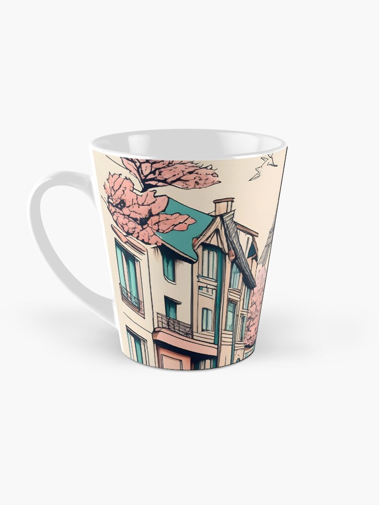 Thumbnail 3 of 4, Coffee Mug, Old Traditional French house Chateaux Homes, minimalistic ink drawing designed and sold by Patricks-Art.