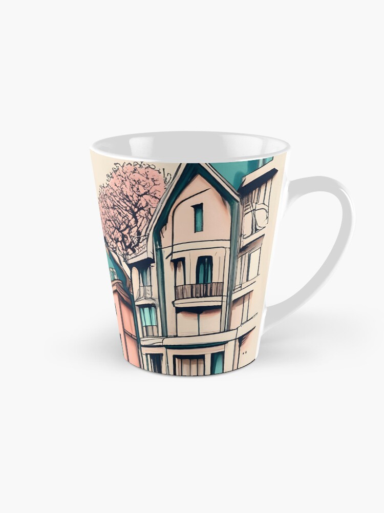 Thumbnail 1 of 4, Coffee Mug, Old Traditional French house Chateaux Homes, minimalistic ink drawing designed and sold by Patricks-Art.