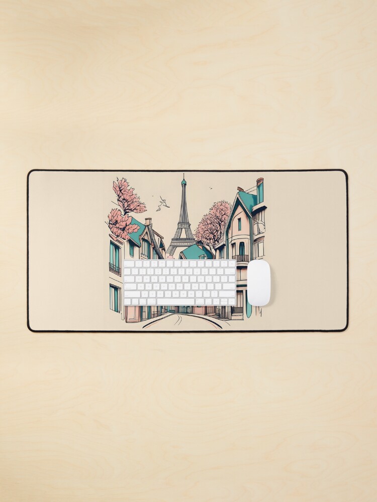 Thumbnail 1 of 5, Mouse Pad, Old Traditional French house Chateaux Homes, minimalistic ink drawing designed and sold by Patricks-Art.
