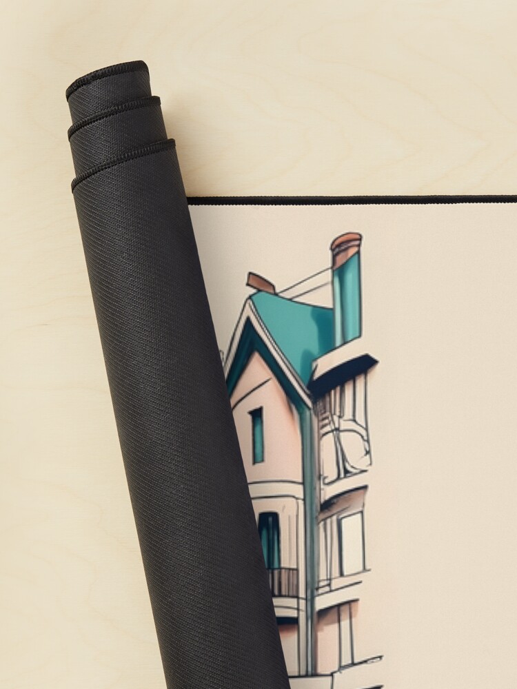 Thumbnail 2 of 5, Mouse Pad, Old Traditional French house Chateaux Homes, minimalistic ink drawing designed and sold by Patricks-Art.