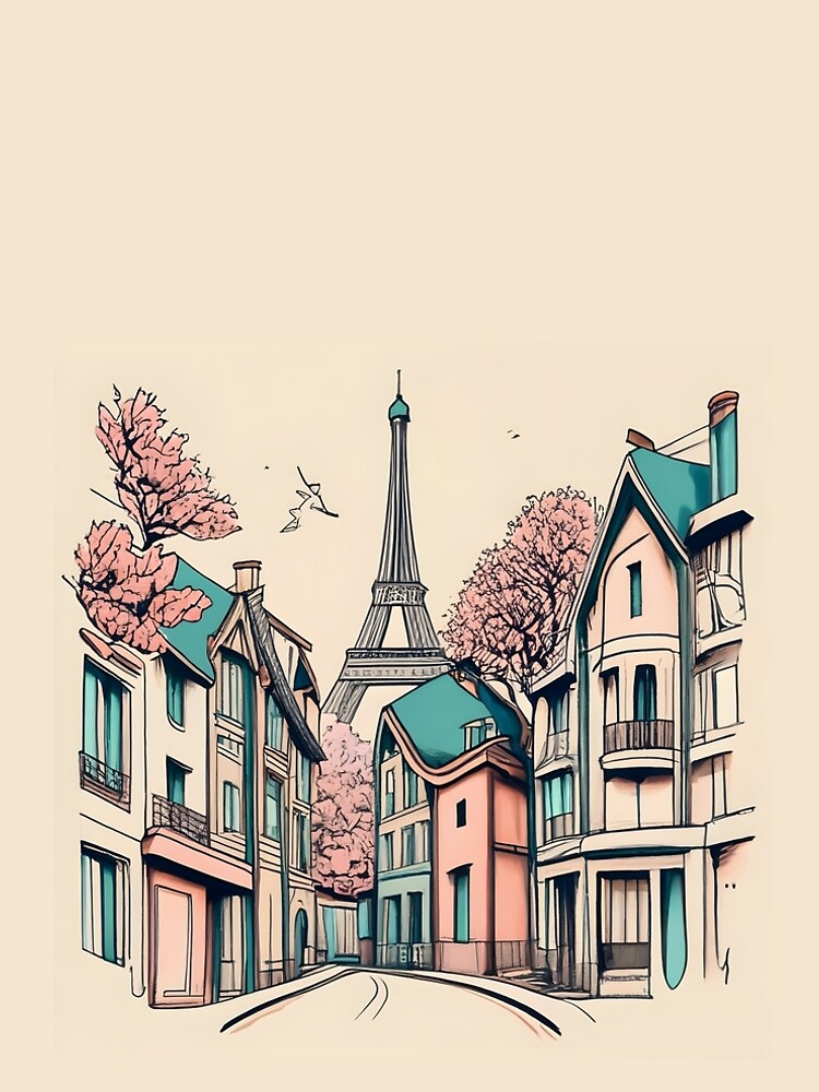 Thumbnail 4 of 4, A-Line Dress, Old Traditional French house Chateaux Homes, minimalistic ink drawing designed and sold by Patricks-Art.