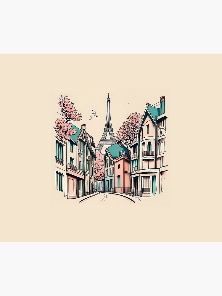 Thumbnail 3 of 3, Tapestry, Old Traditional French house Chateaux Homes, minimalistic ink drawing designed and sold by Patricks-Art.