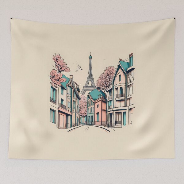 Item preview, Old Traditional French house Chateaux Homes, minimalistic ink drawing designed and sold by Patricks-Art.