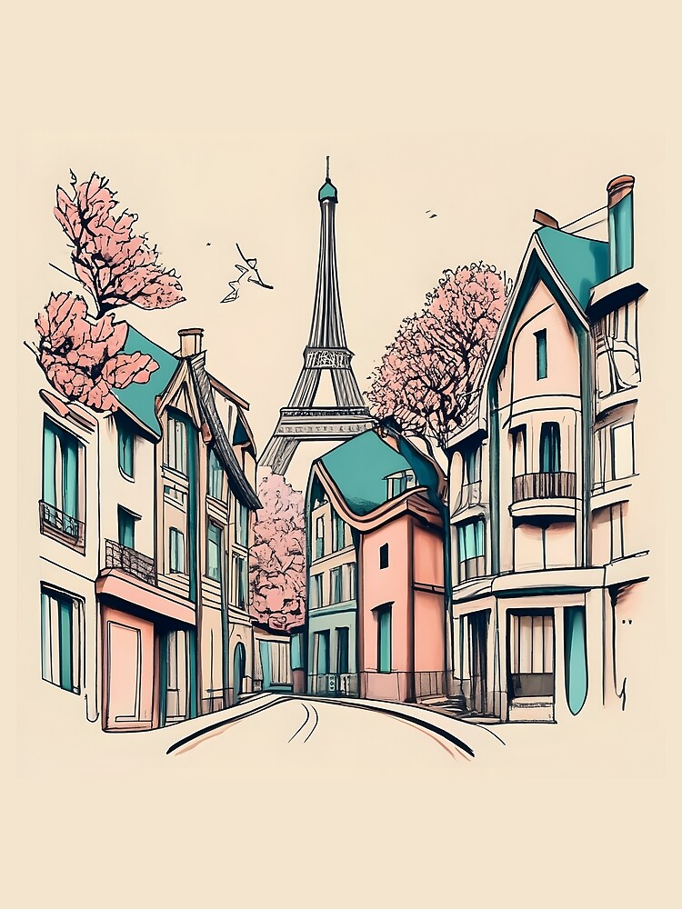 Thumbnail 3 of 3, Scarf, Old Traditional French house Chateaux Homes, minimalistic ink drawing designed and sold by Patricks-Art.