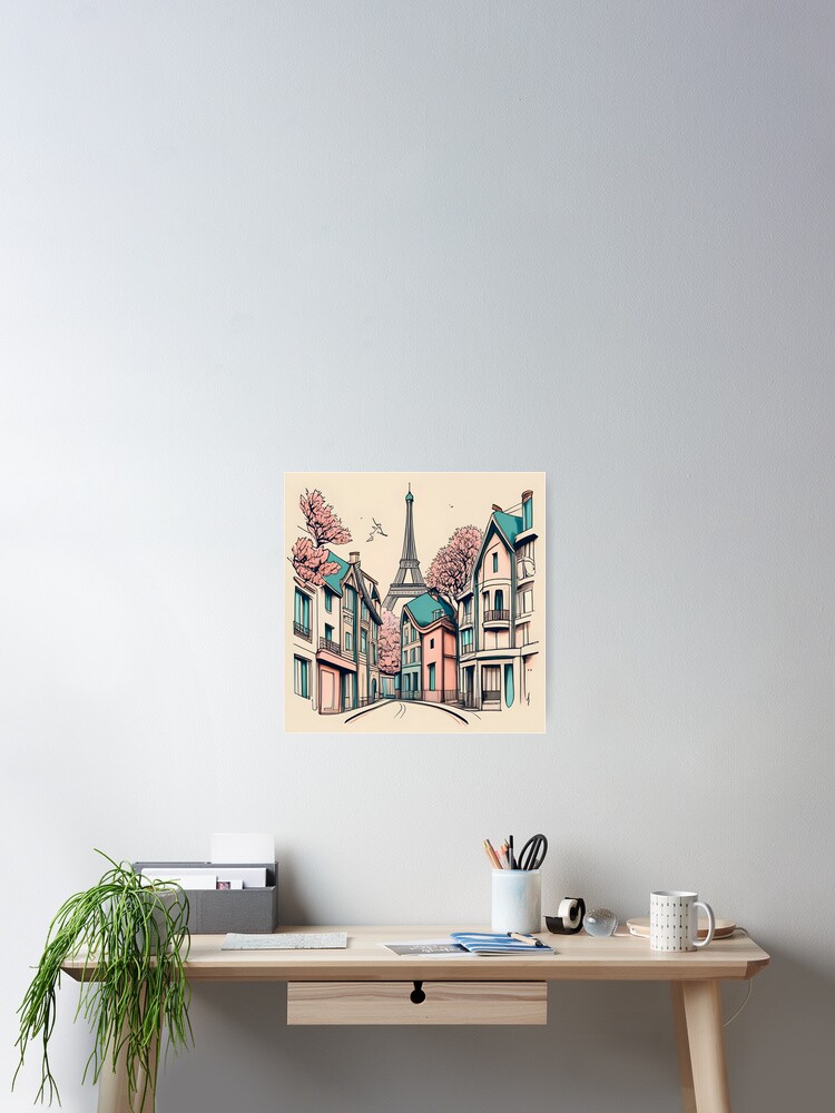 Thumbnail 2 of 3, Poster, Old Traditional French house Chateaux Homes, minimalistic ink drawing designed and sold by Patricks-Art.