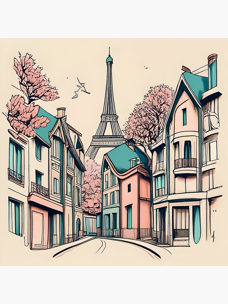 Thumbnail 3 of 3, Poster, Old Traditional French house Chateaux Homes, minimalistic ink drawing designed and sold by Patricks-Art.