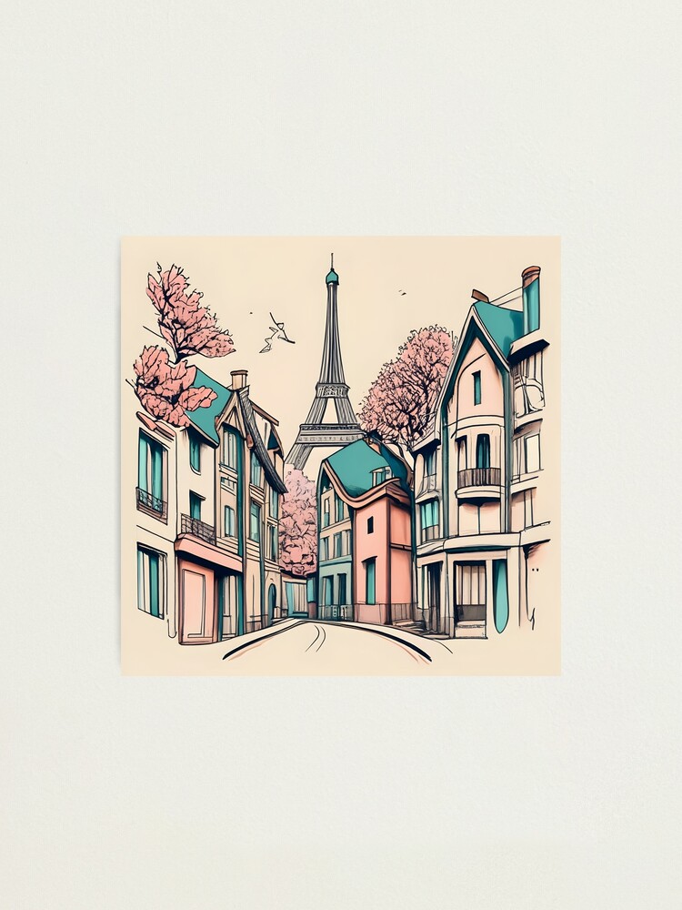 Thumbnail 1 of 3, Photographic Print, Old Traditional French house Chateaux Homes, minimalistic ink drawing designed and sold by Patricks-Art.