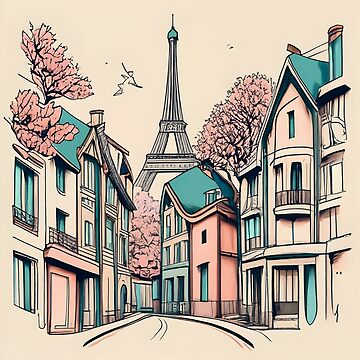 Artwork thumbnail, Old Traditional French house Chateaux Homes, minimalistic ink drawing by Patricks-Art