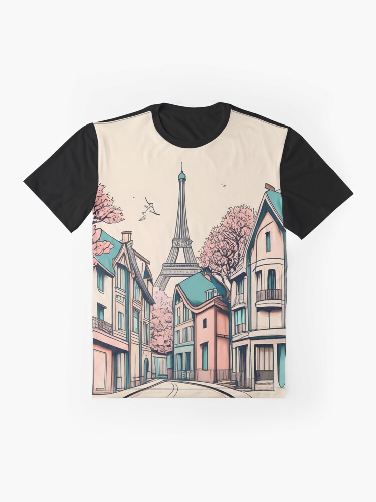 Thumbnail 4 of 5, Graphic T-Shirt, Old Traditional French house Chateaux Homes, minimalistic ink drawing designed and sold by Patricks-Art.