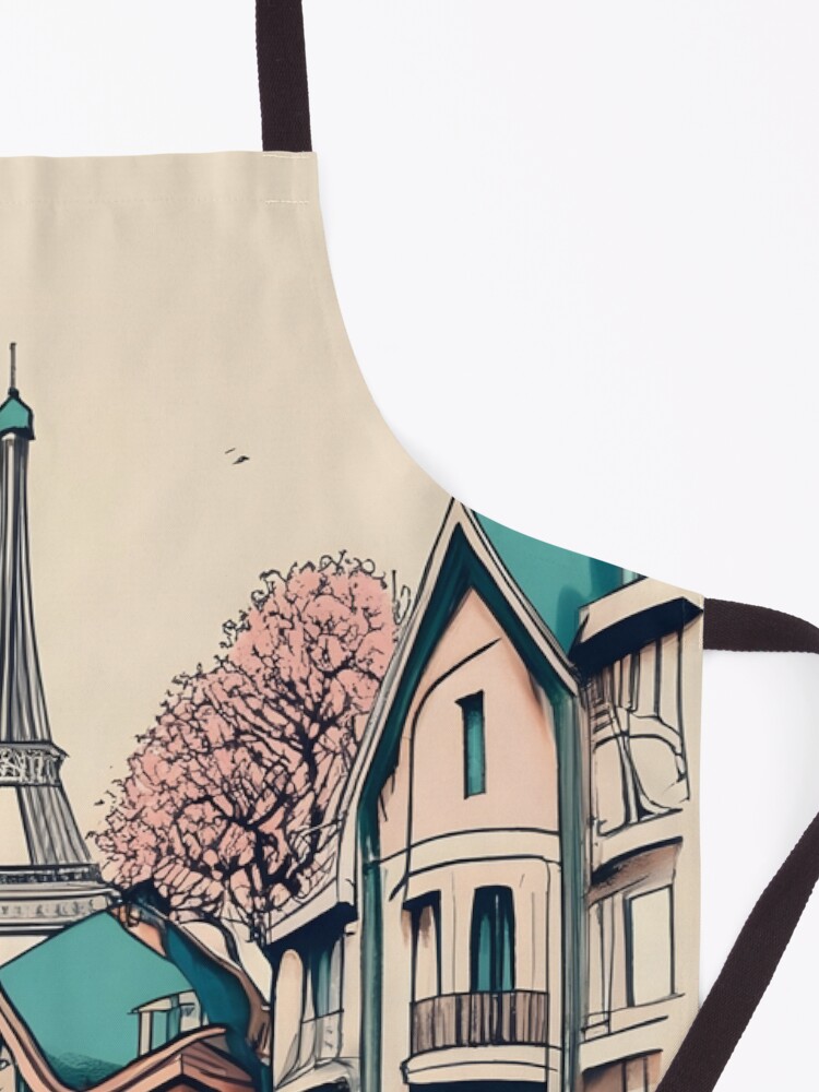 Thumbnail 3 of 6, Apron, Old Traditional French house Chateaux Homes, minimalistic ink drawing designed and sold by Patricks-Art.