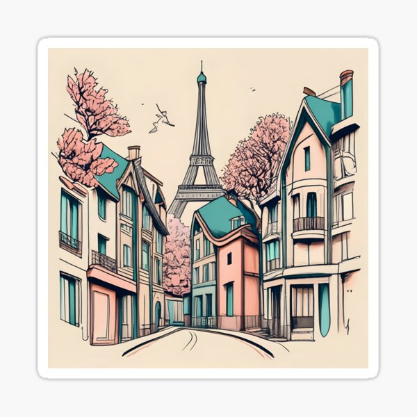 Item preview, Old Traditional French house Chateaux Homes, minimalistic ink drawing designed and sold by Patricks-Art.