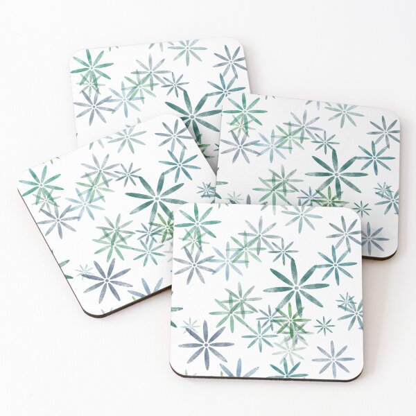 Item preview, Green blue abstract flowers pattern designed and sold by Kate1art.