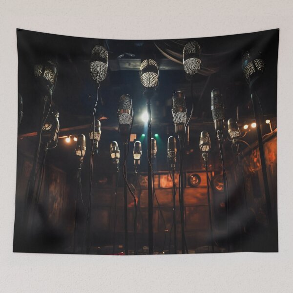 Item preview, Group of Microphones in a Grungy Room designed and sold by dcrc.