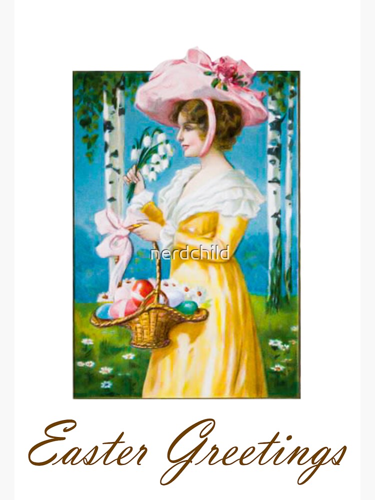"Vintage Easter Art Easter Greetings" Sticker for Sale by nerdchild
