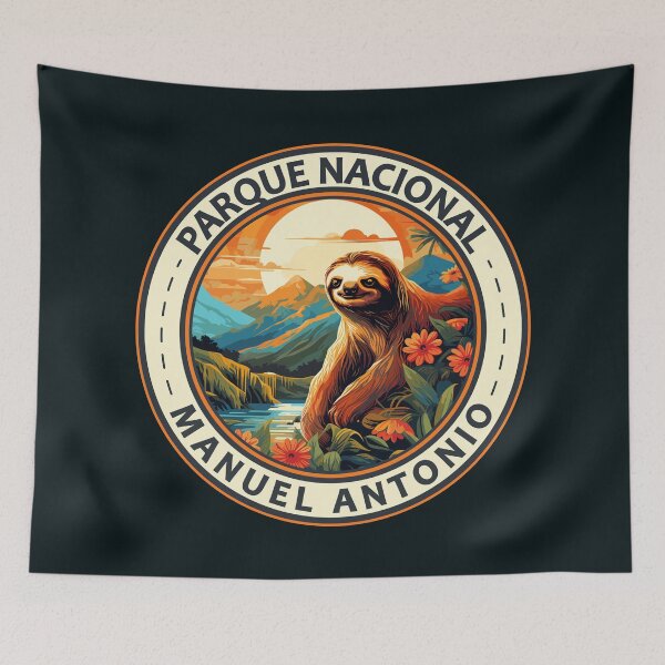 Item preview, Parque Nacional Manuel Antonio Sloth Travel Art Badge designed and sold by KrisSidDesigns.