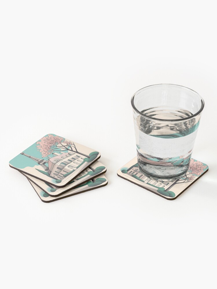 Thumbnail 2 of 5, Coasters (Set of 4), Old Traditional French house Chateaux Homes Drawing designed and sold by Patricks-Art.