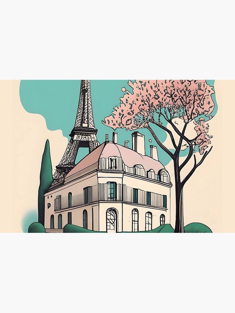Thumbnail 4 of 4, Zipper Pouch, Old Traditional French house Chateaux Homes Drawing designed and sold by Patricks-Art.