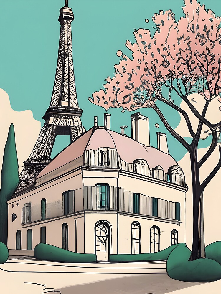 Thumbnail 3 of 3, Drawstring Bag, Old Traditional French house Chateaux Homes Drawing designed and sold by Patricks-Art.