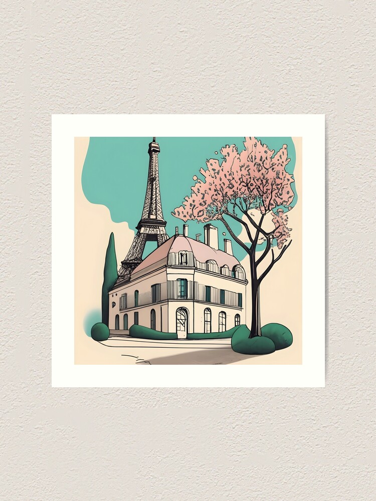 Thumbnail 1 of 3, Art Print, Old Traditional French house Chateaux Homes Drawing designed and sold by Patricks-Art.